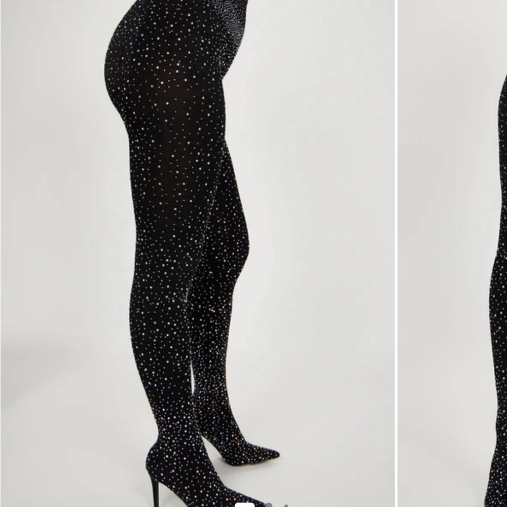 Black Rhinestone Tights